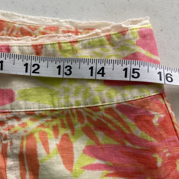 Sigrid Olsen Linen Floral Ankle Pants - Pink, Orange, Tan - Picture 6 of 7